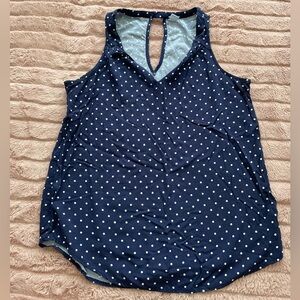 Navy Blue Polka Dot Blouse Tank Top with Keyhole back from Old Navy, size Small